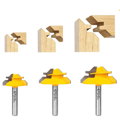 MNA 45-degree lock miter bit front view shows precise interlocking capability