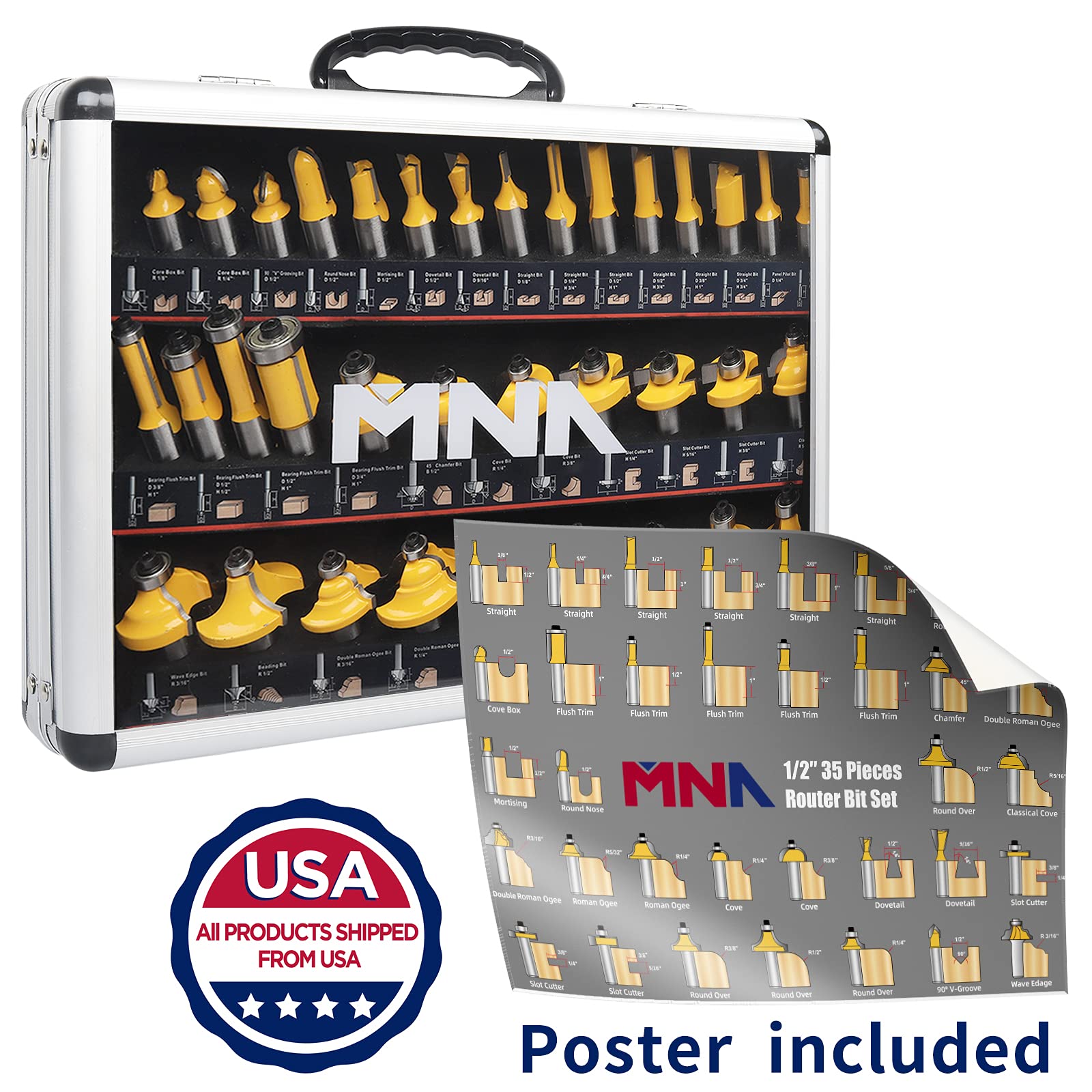 MNA Router Bits ready-to-use kit for efficient routing tasks and consistent results.