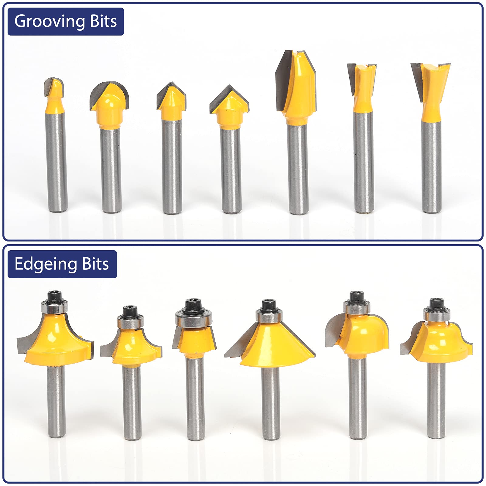 MNA router bits 25pc collection displays versatile options for hardwood, softwood, and MDF tasks.