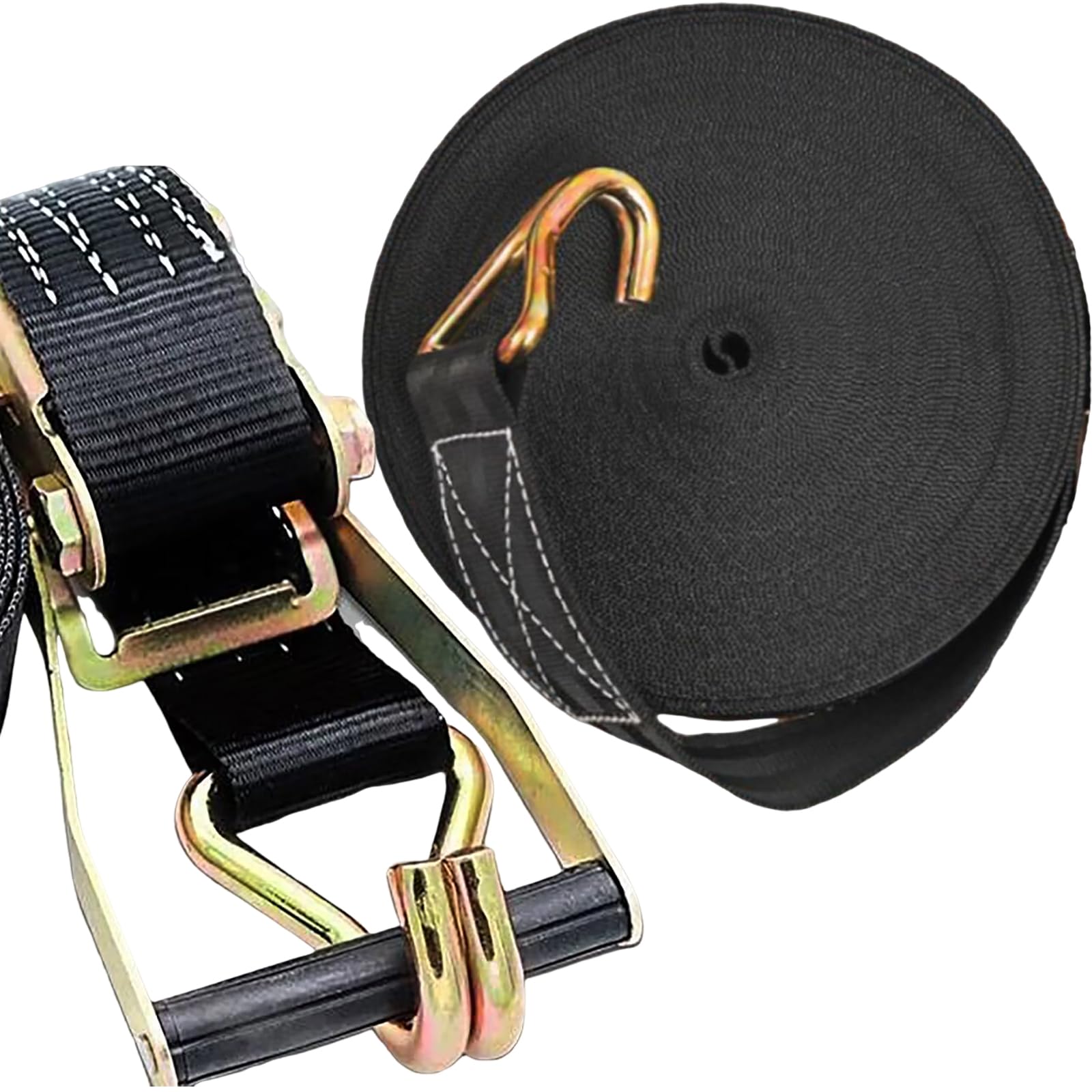 MNMAJE 2PACK ratchet straps with heavy-duty webbing and double J hooks.