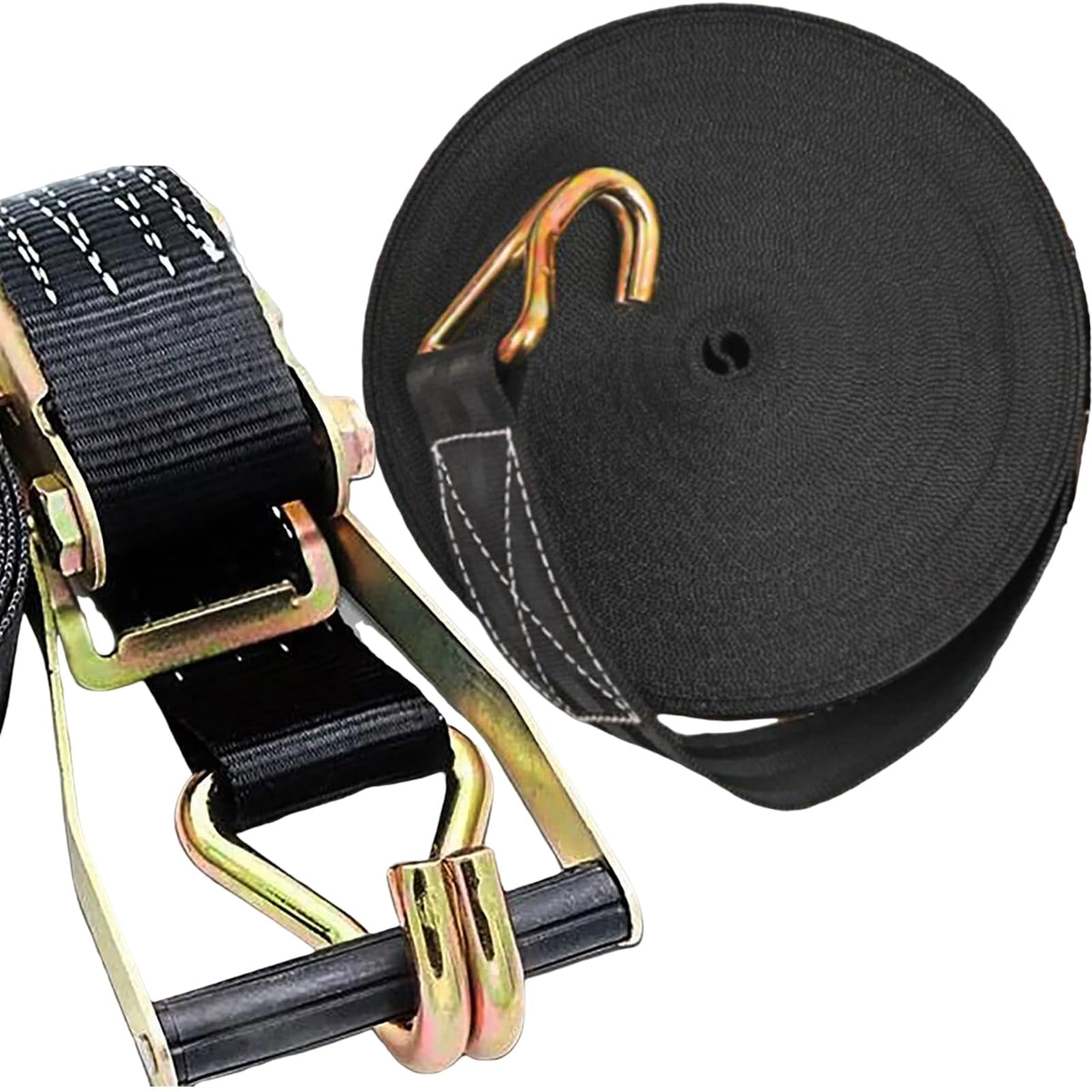 MNMAJE 2PACK ratchet straps with heavy-duty webbing and double J hooks.