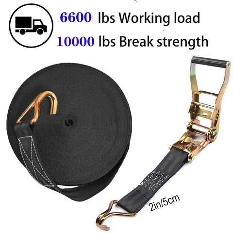 MNMAJE cargo tie-down strap securing pallets and equipment.
