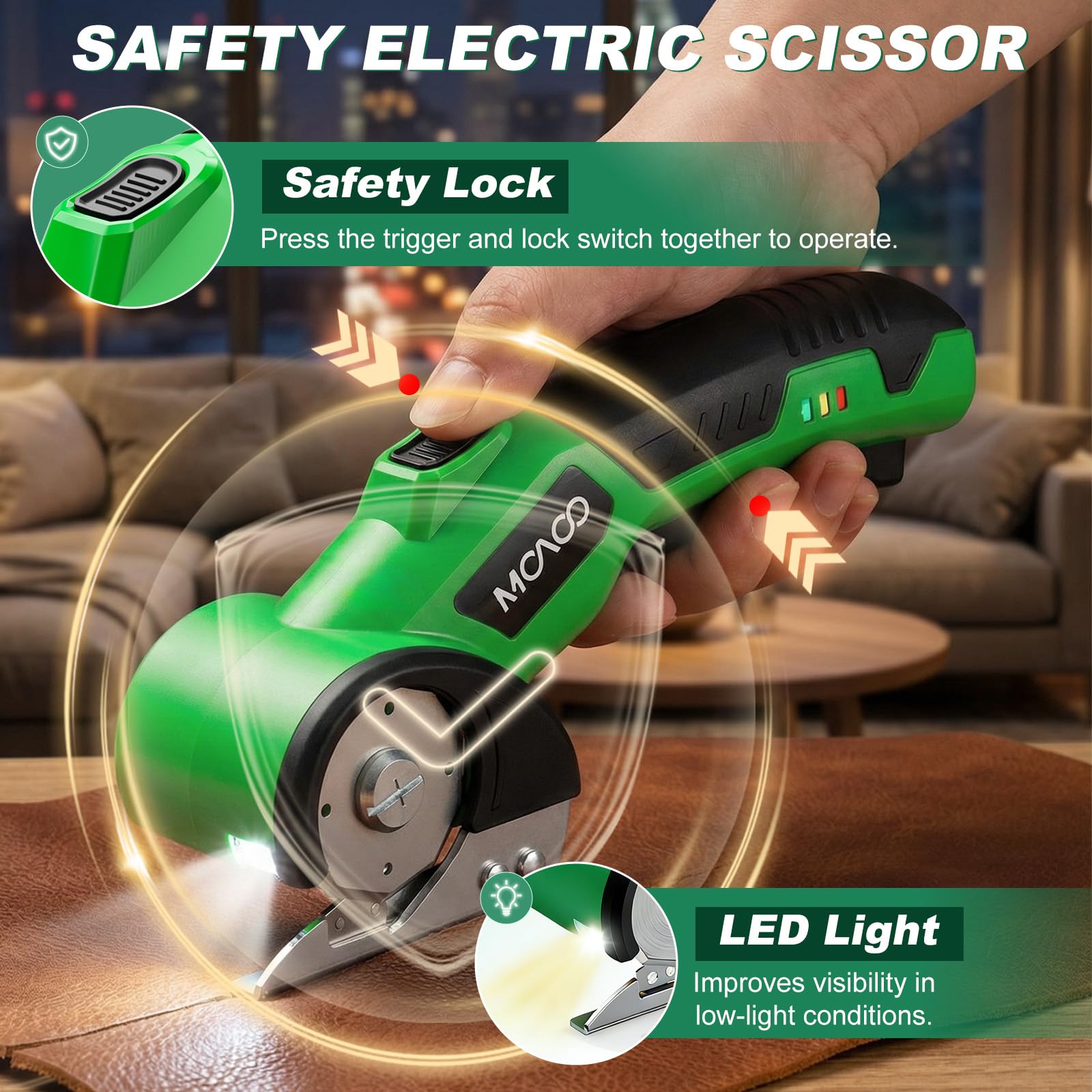 MOAOO Cardboard Cutter LED light improves cutting visibility