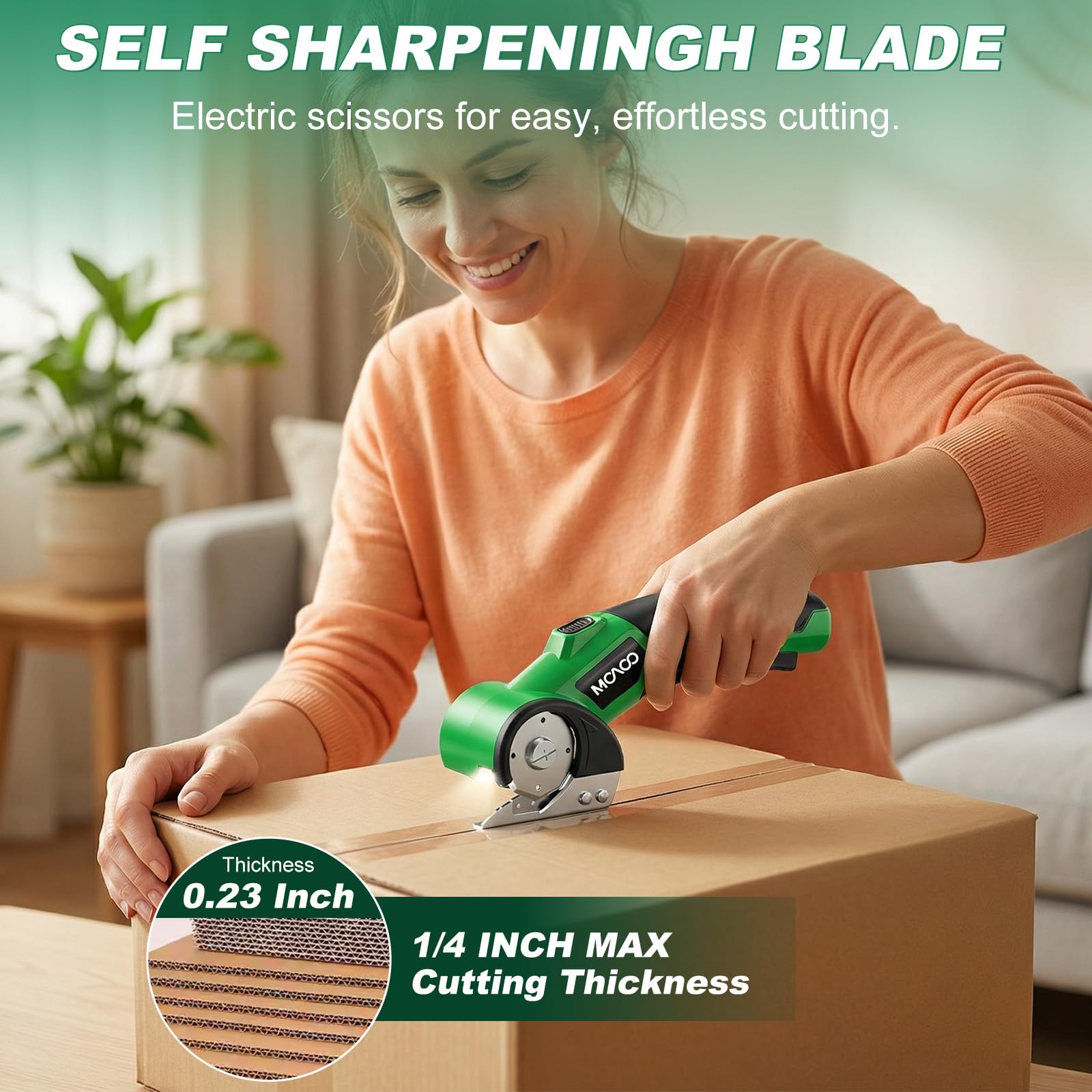 MOAOO Cardboard Cutter replacement blade included for long-term use
