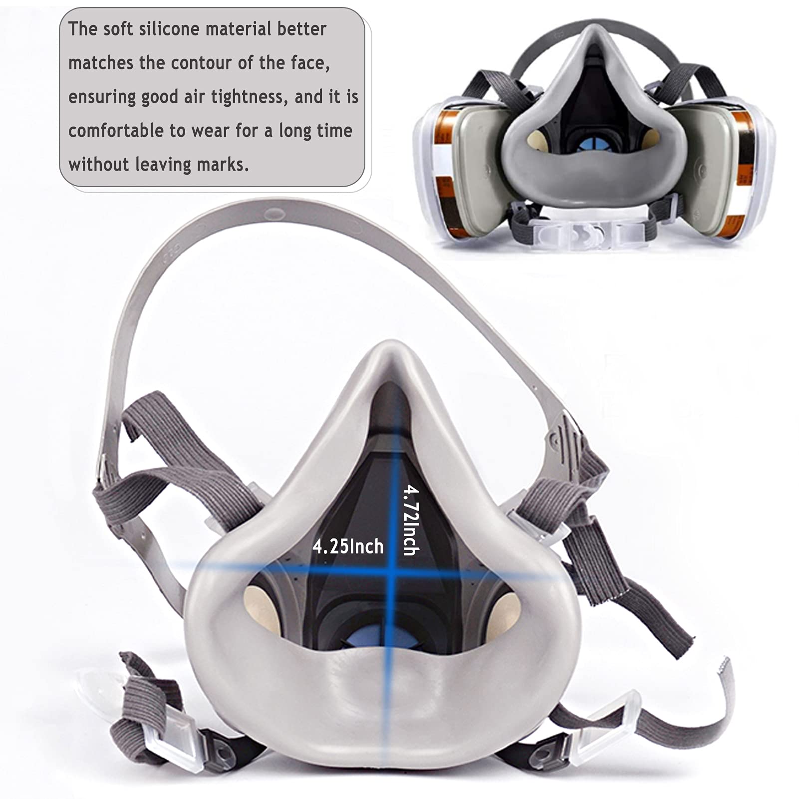 MOARON half-face cover set front view showing filter port compatibility for adjustable protection.
