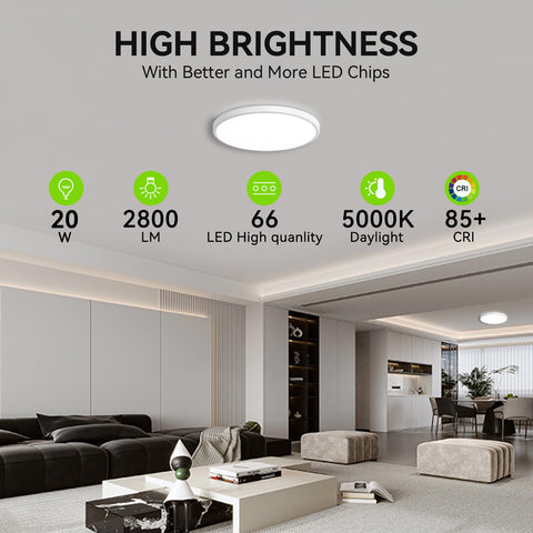 MODERN 9-inch LED ceiling light at 5000K creates vivid color accuracy.