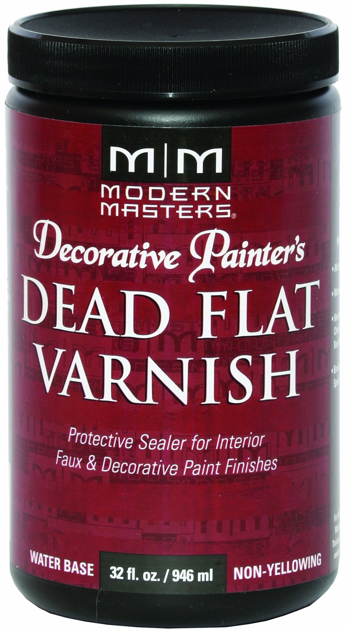 Modern Masters DP609-32 Dead Flat Varnish bottle provides interior protection and washability