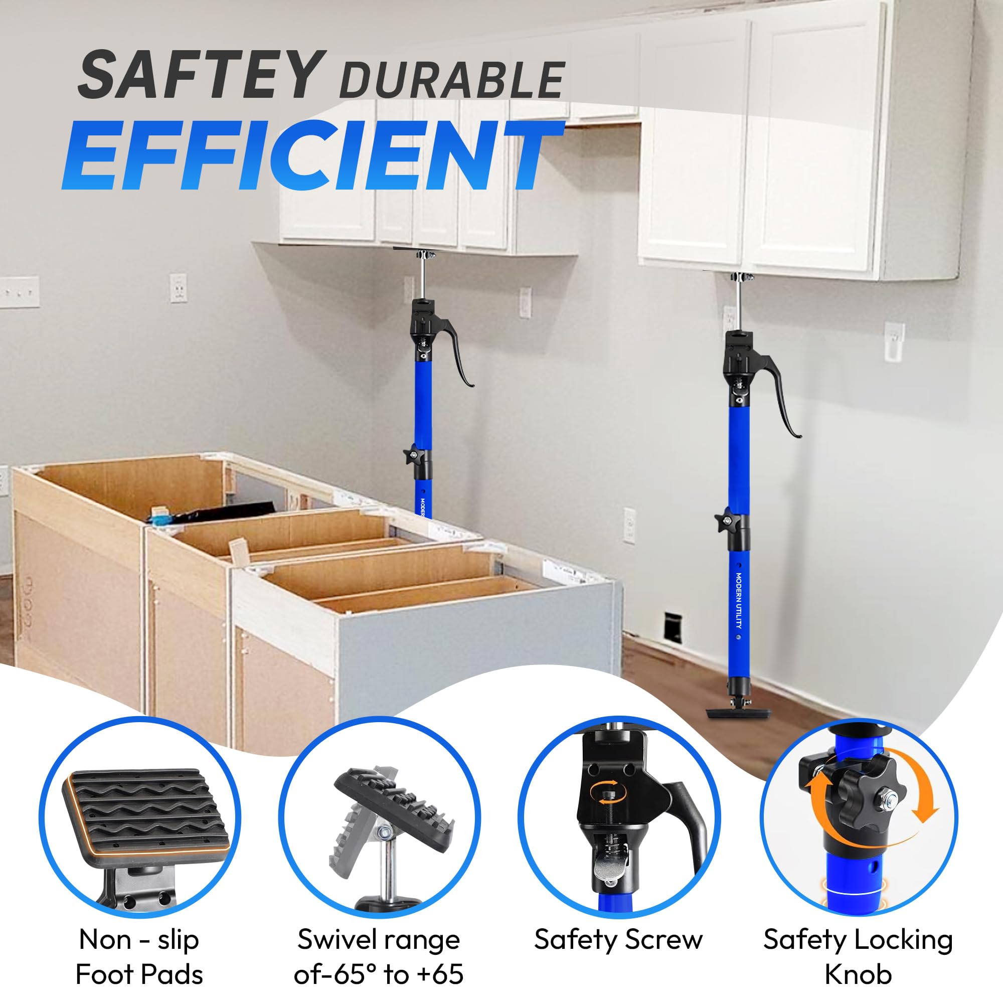 Modern Utility cabinet jack with dual locking pins for secure hold