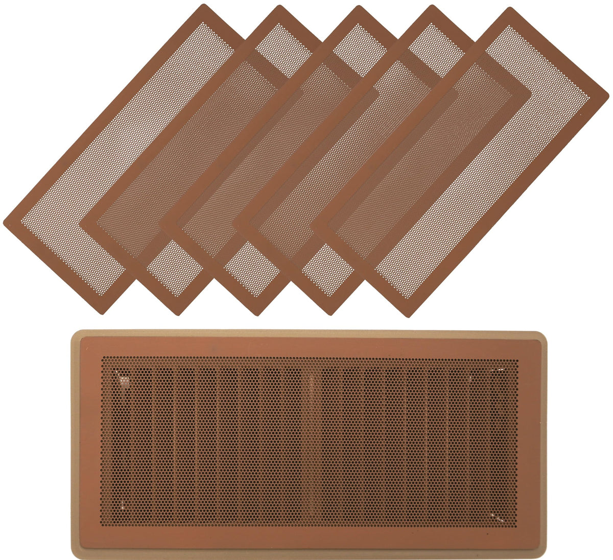 MODERN WAVE extra-strong vent screen cover on a floor register, secure fit prevents items from dropping.