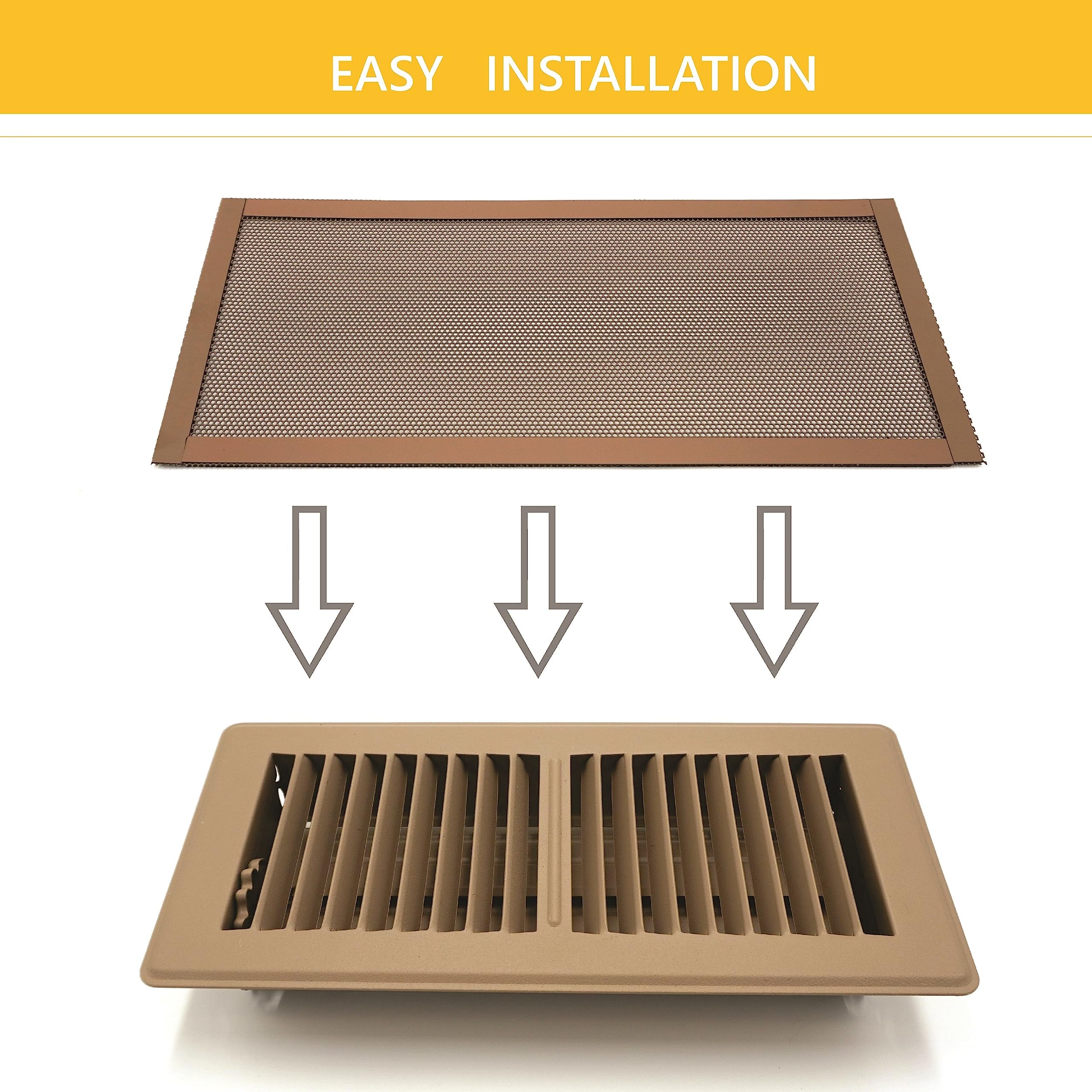 MODERN WAVE vent covers show universal fit on common floor vents.