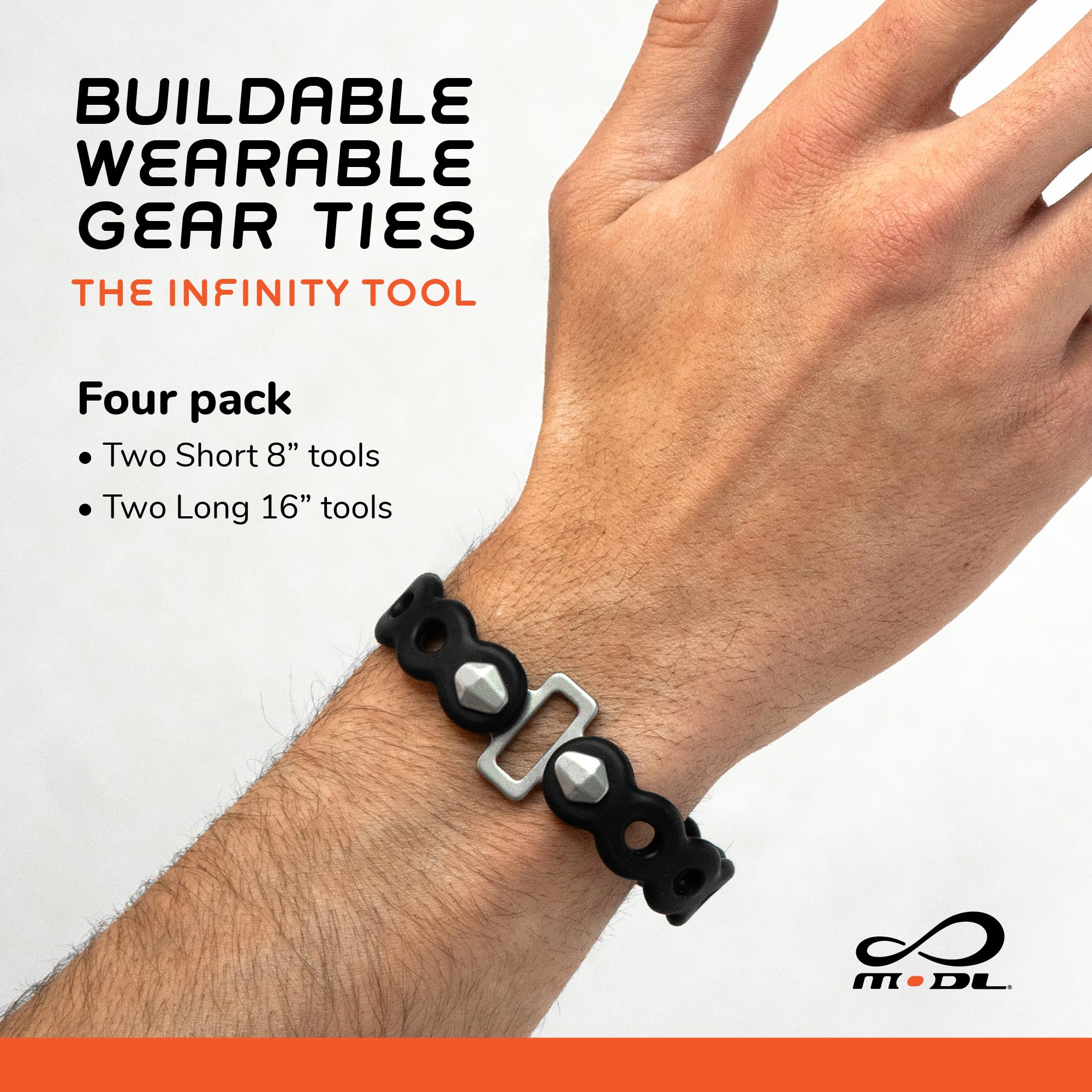 MODL Infinity Tool 2.0 close-up shows stainless StudLinks for secure cinching