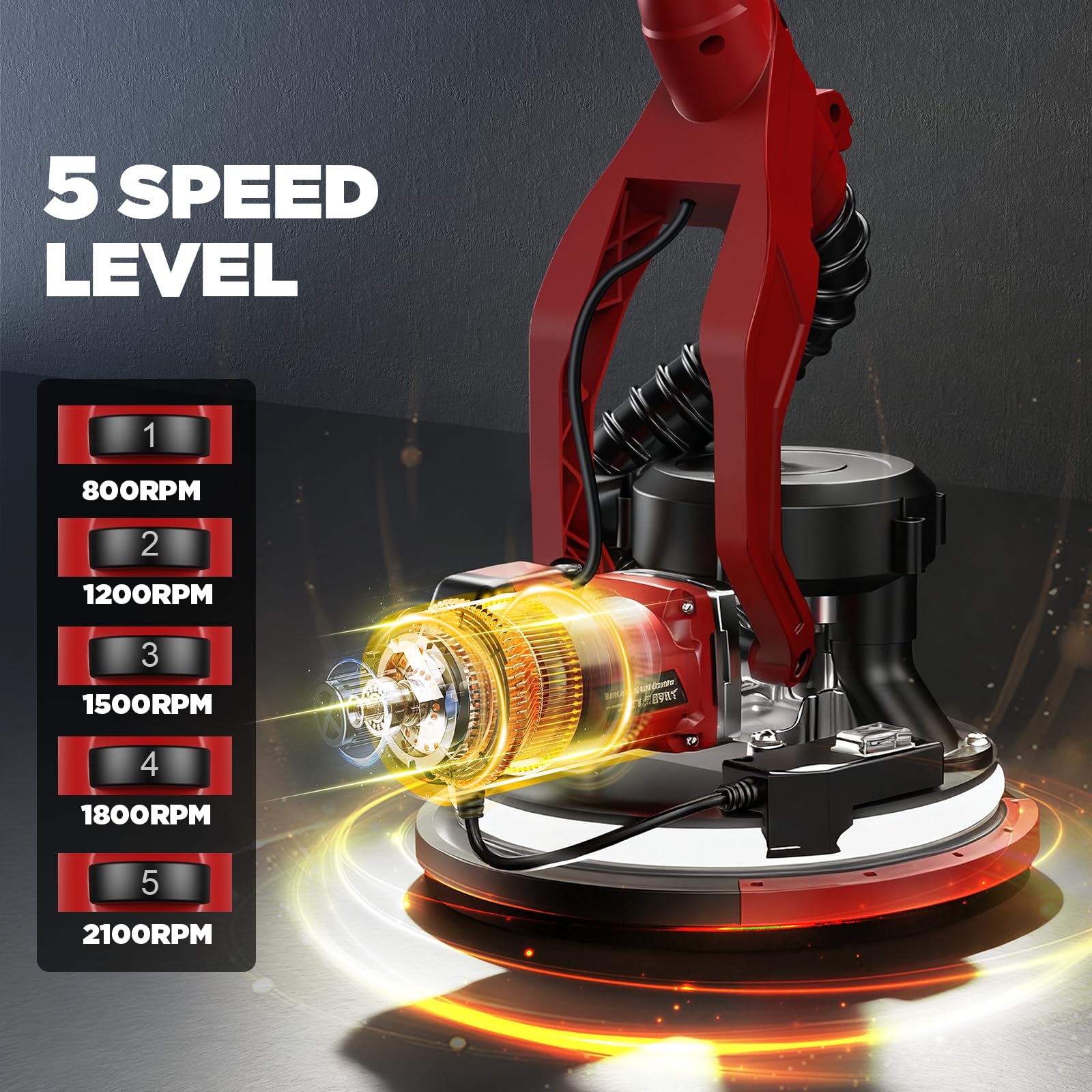 MODOFO TOOL drywall sander with soft start reduces vibration for smoother finishing
