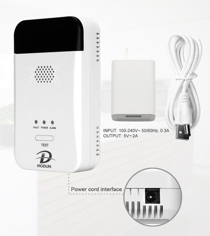 MODUN D gas detector emits an 85dB alarm when thresholds are reached.