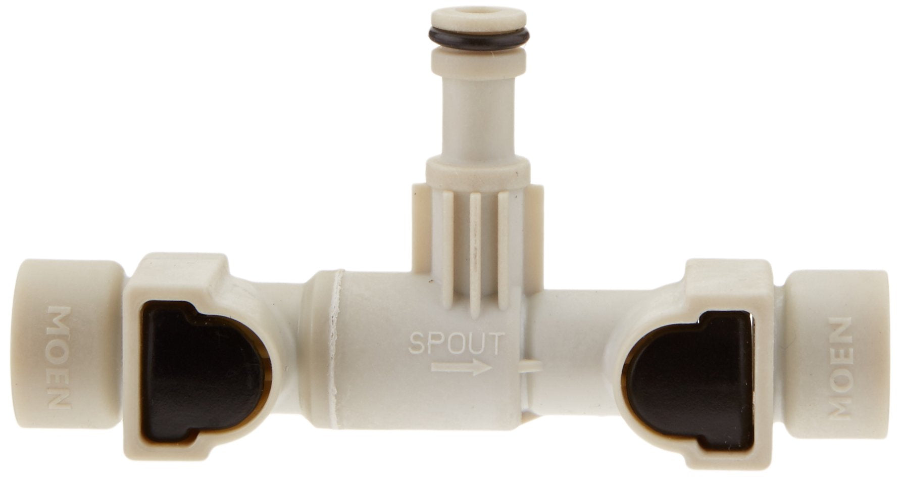 Moen diverter kit chrome close-up showing polished finish and precise fit for easy repairs.
