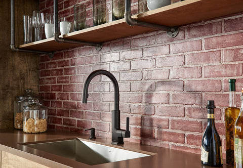 Moen 3942BL matte black dispenser slim spout detail