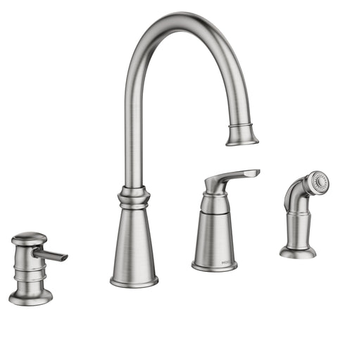 Moen 87044SRS single-handle high-arc faucet for easy control at the sink
