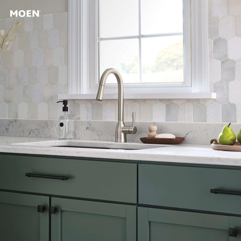 Moen Adler high-arc pulldown front view for easy reach