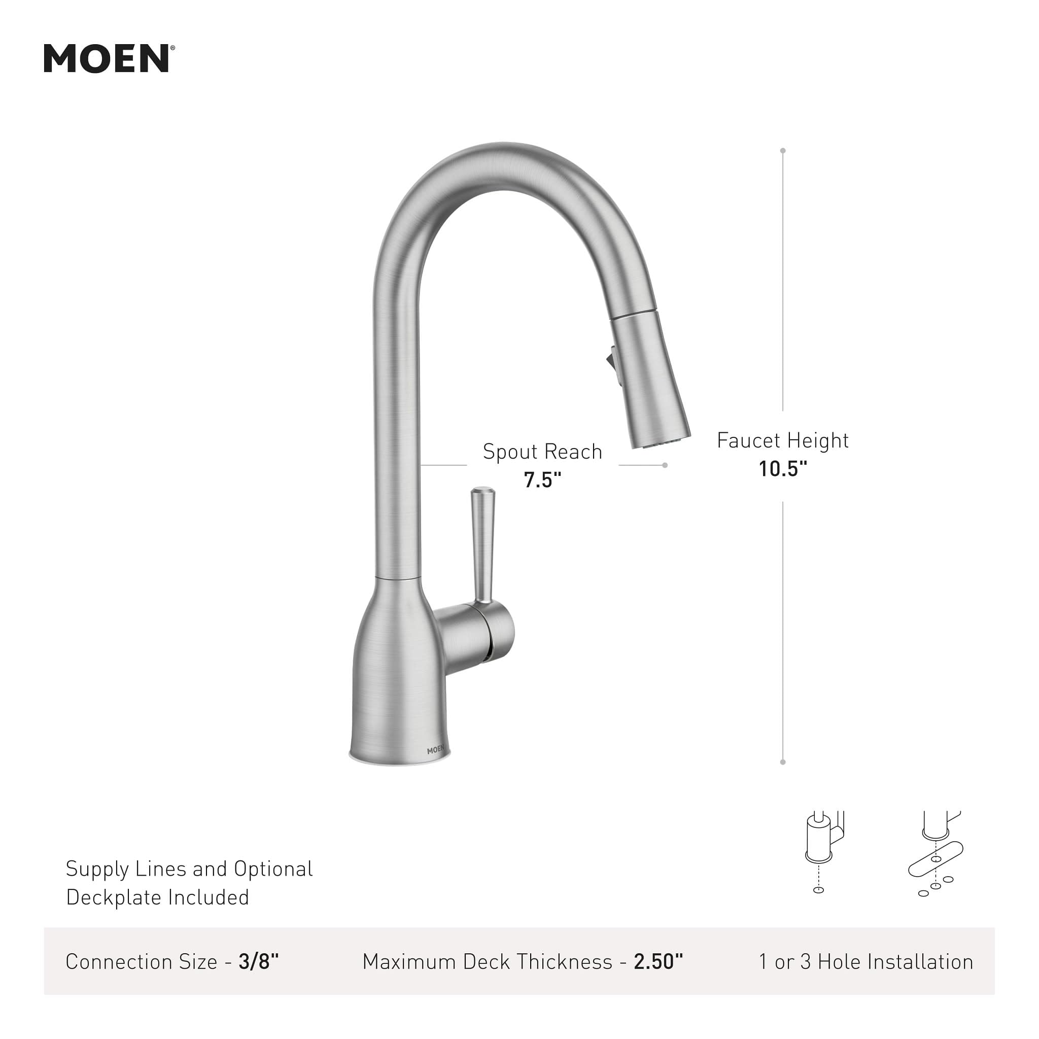 Moen Adler retractable spray head dock demonstrates smooth retraction