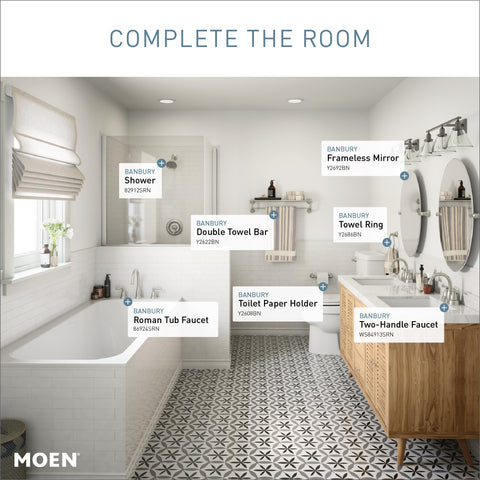 Moen Banbury installation template and hardware enable quick, precise mounting.
