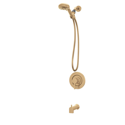 Moen Beric Bronzed Gold faucet handle close-up shows easy single-handle control.