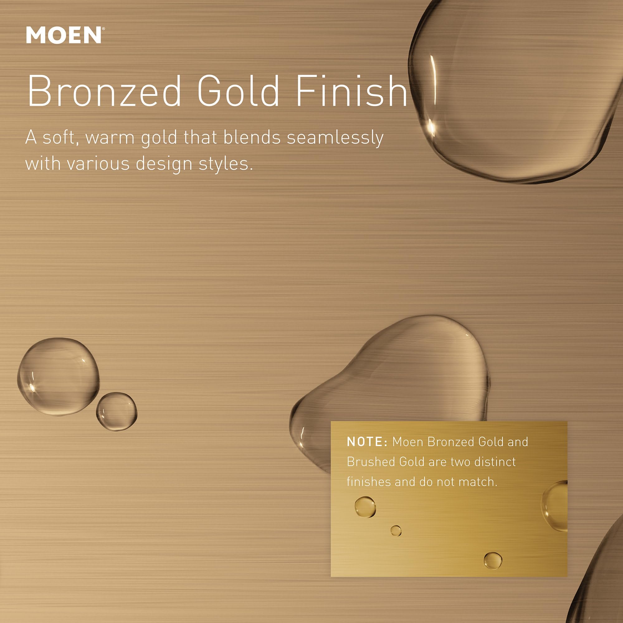 Moen Beric Bronzed Gold shower head demonstrates WaterSense efficiency for mindful water use.