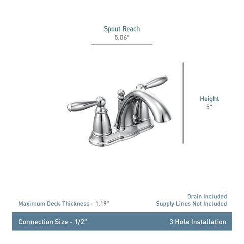 Close-up of brushed nickel finish on Moen Brantford for a warm, inviting look.