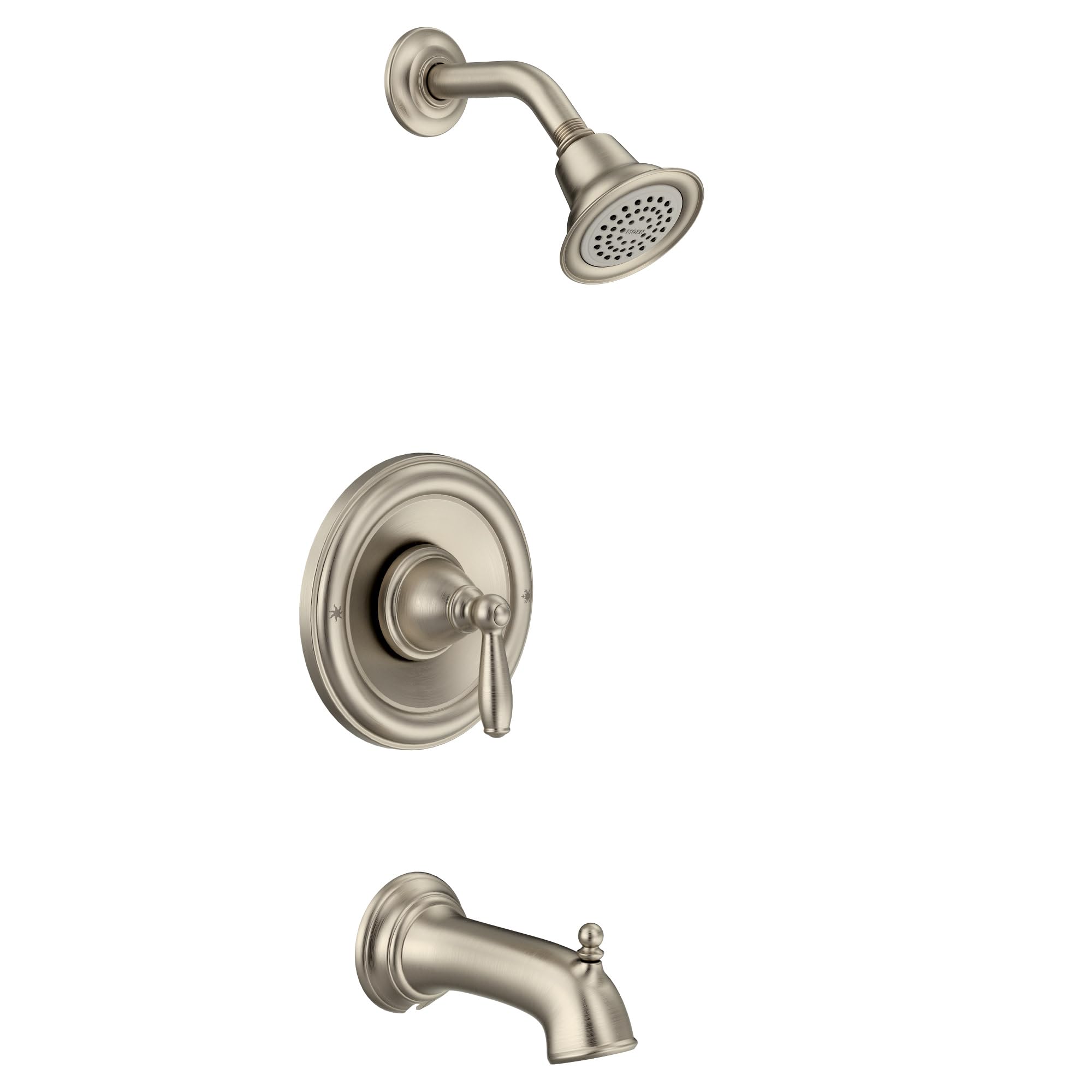 Moen Brantford trim closeup shows timeless design and corrosion resistance.