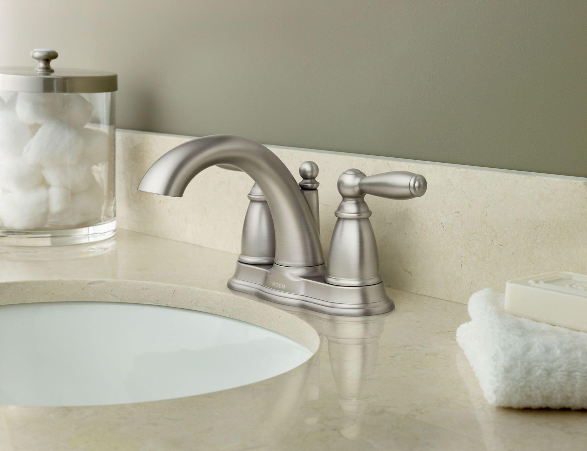 Drain assembly included for a complete Moen Brantford installation.