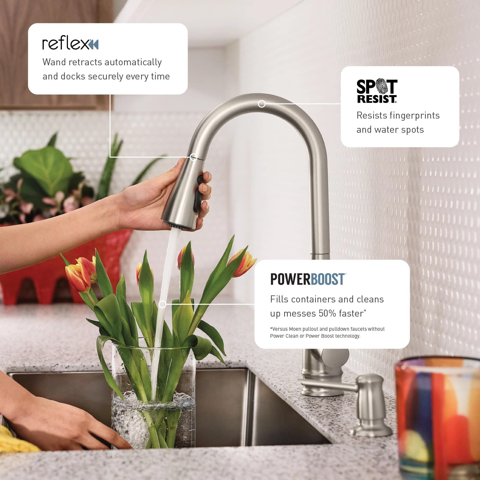 Moen Brantford Reflex docking keeps spray head secure and ready