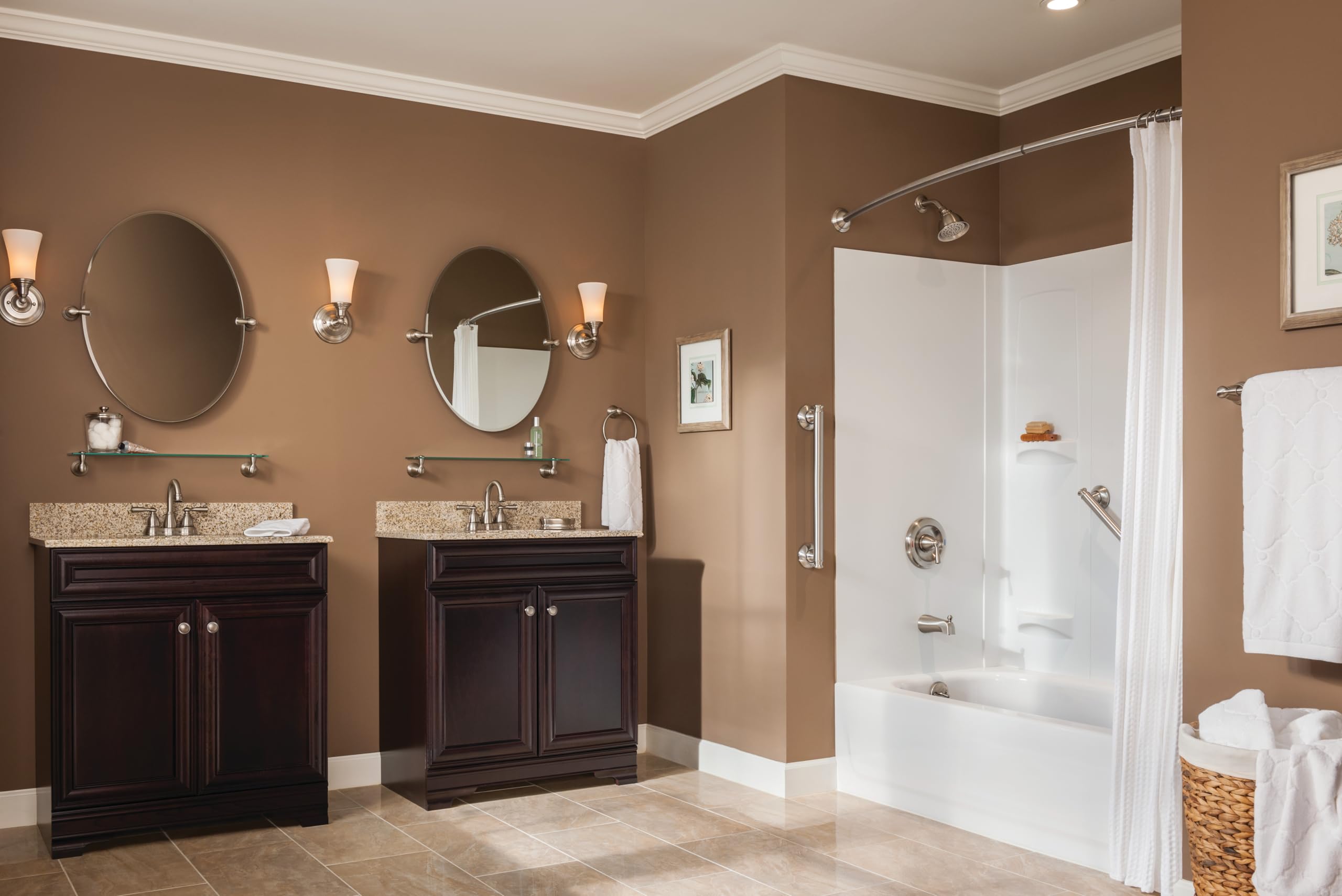 Moen Brantford WaterSense certification indicates efficient water use.