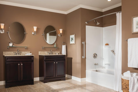 Moen Brantford WaterSense certification indicates efficient water use.