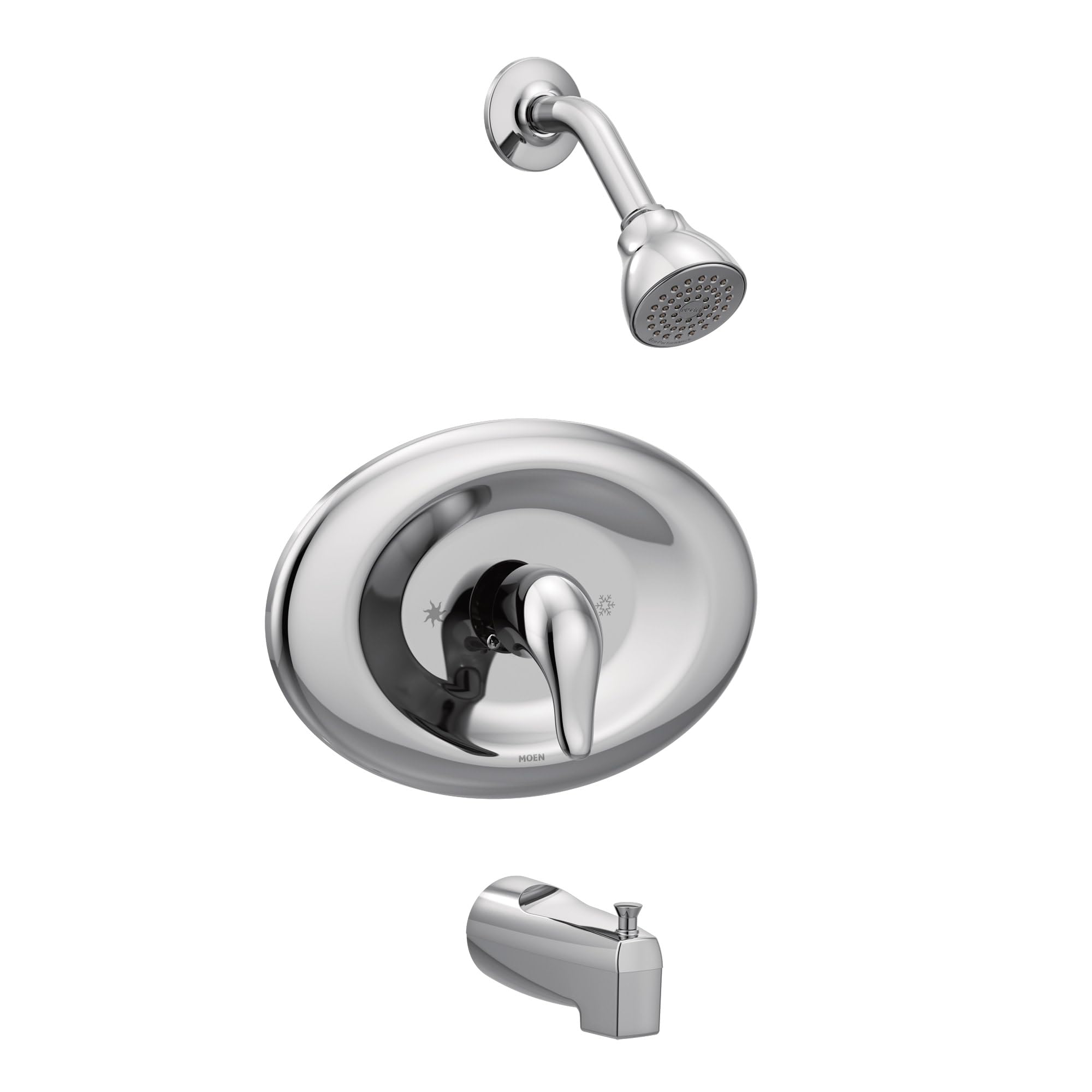 Moen Chateau chrome lever handle for precise temperature control.