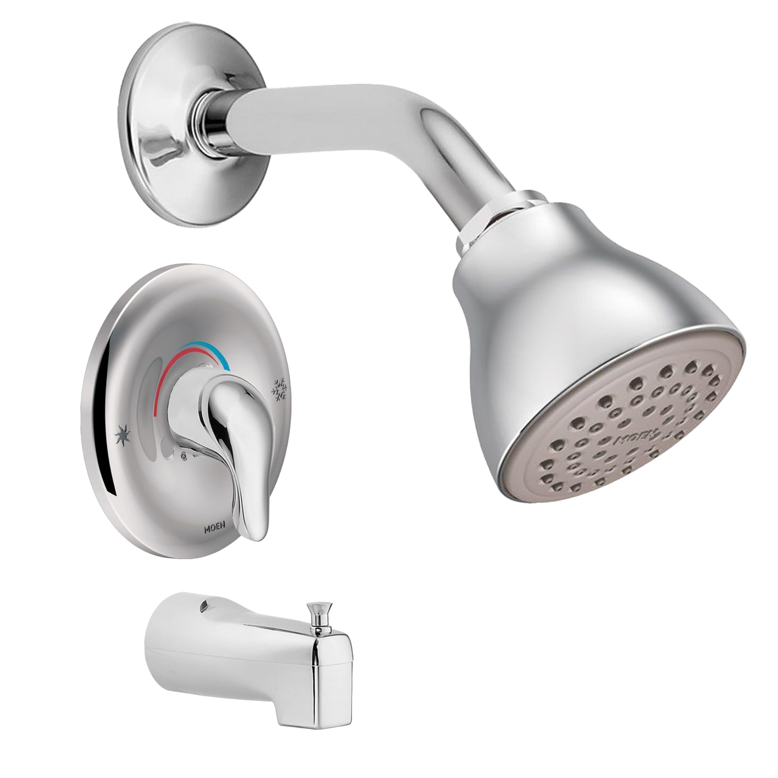 Moen Chateau Chrome showerhead detail delivering steady pressure for a refreshing shower