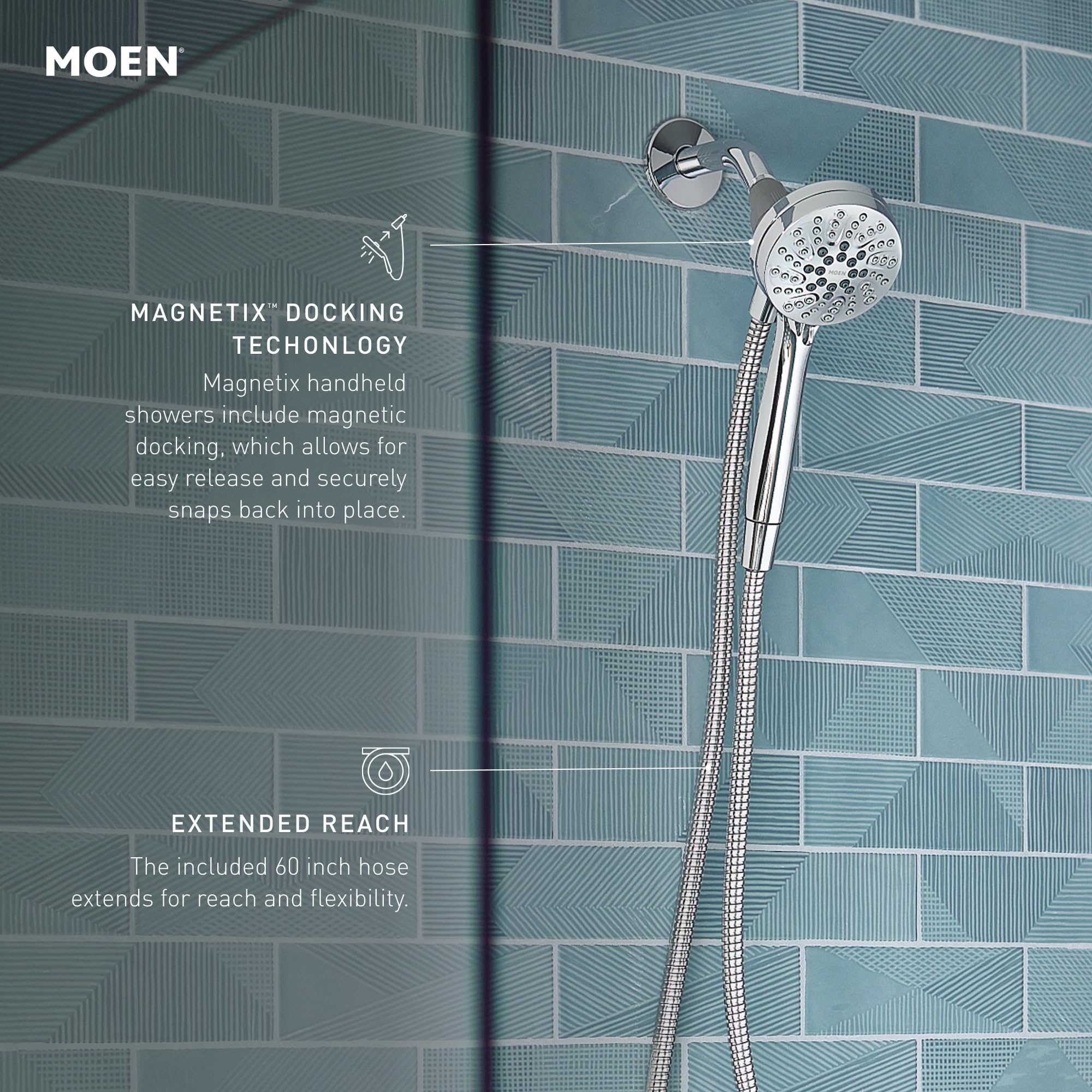Spot-resist brushed nickel finish on Moen Engage showerhead