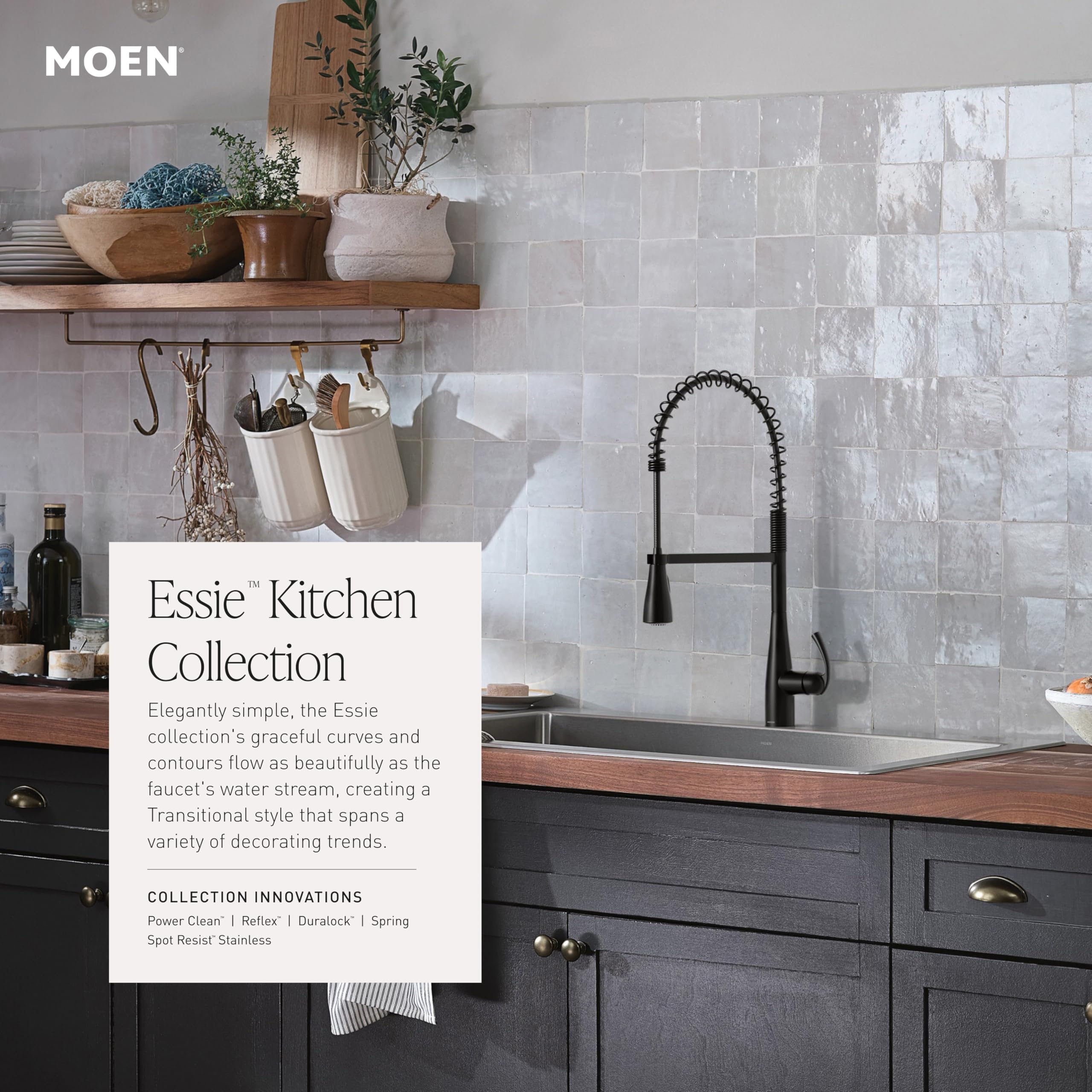 Moen Essie high-arc spout provides ample pot-filling clearance