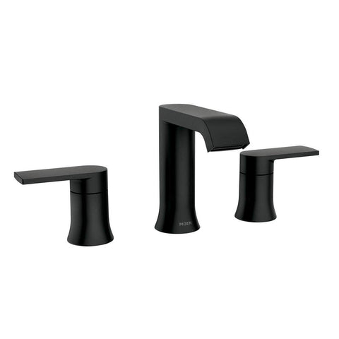 Moen Genta 8in-wide spread faucet in matte black for modern baths
