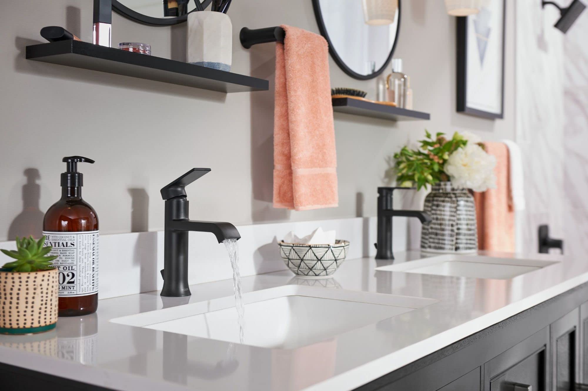 Moen Genta LX installation supports 1 or 3 holes for varied vanities.