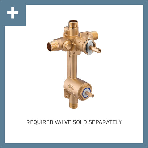 Built-in 3-function transfer valve offers versatile showering options.