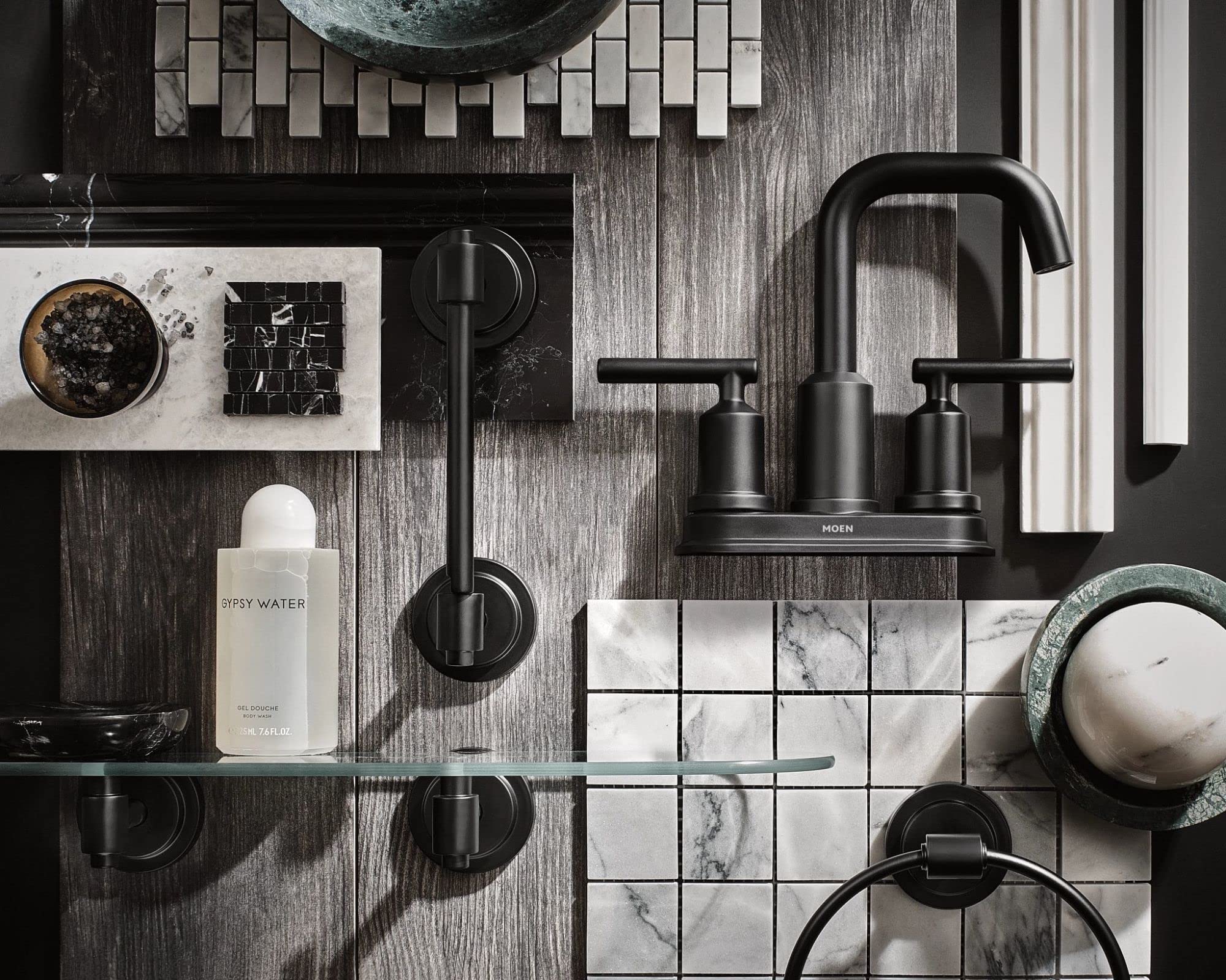 Moen Gibson centerset setup for 4-inch three-hole countertops.