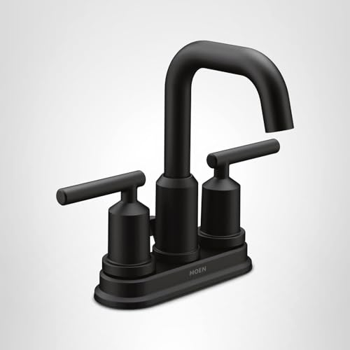 Moen Gibson matte black in-use at a sink, demonstrating practical function.