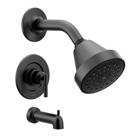 Moen Gibson matte black showerhead close-up highlights bold finish