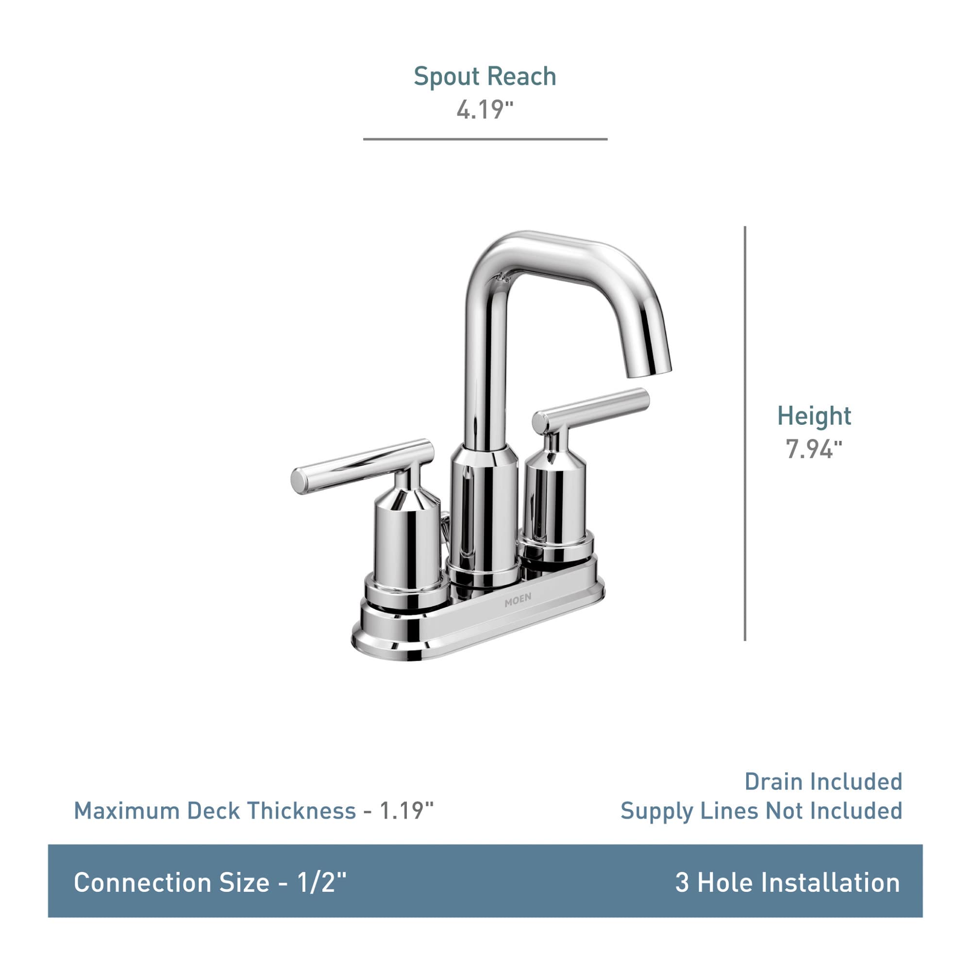 Moen Gibson two-handle design for precise temperature control at the sink.