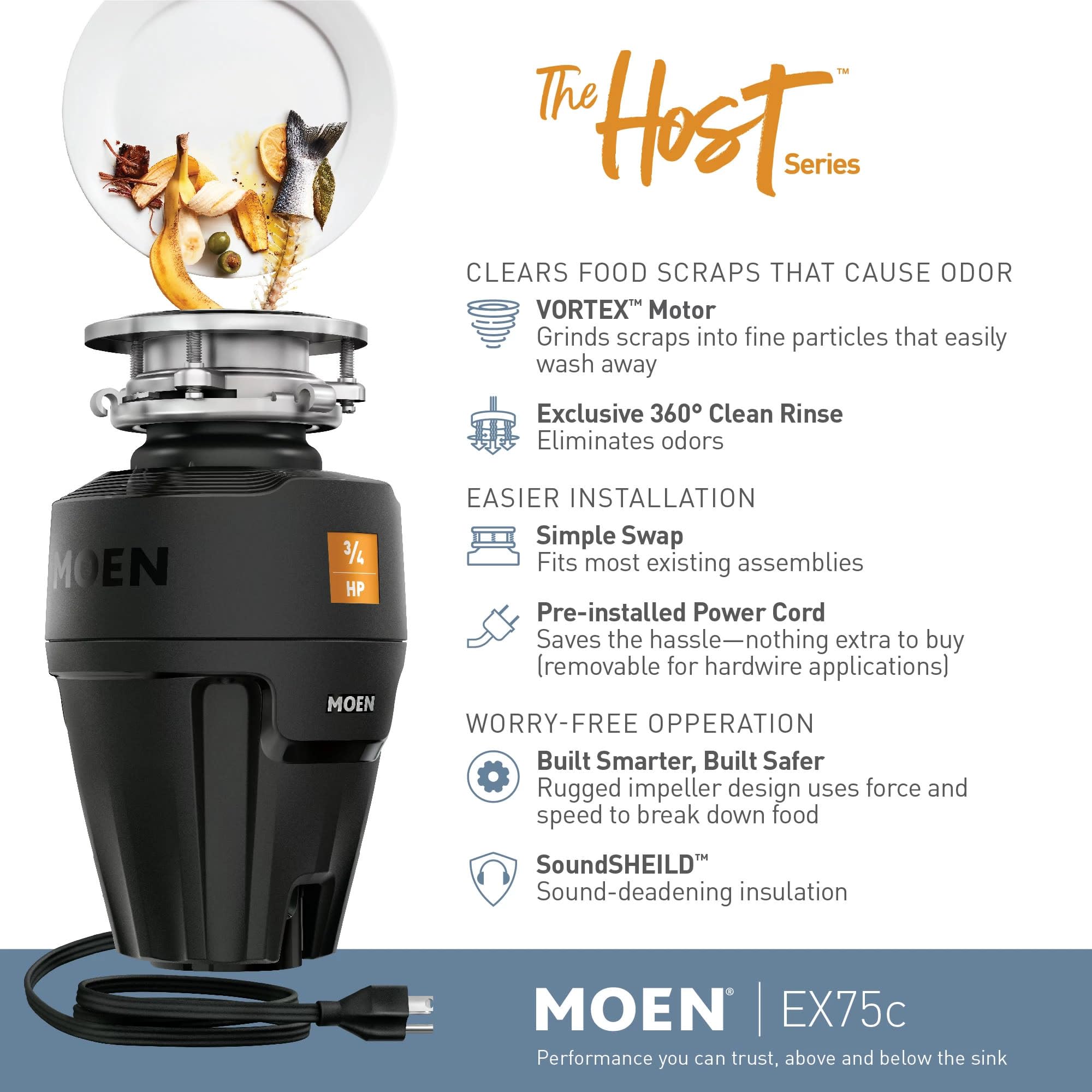 Moen Host EX75c dishwasher inlet open for tool-free access