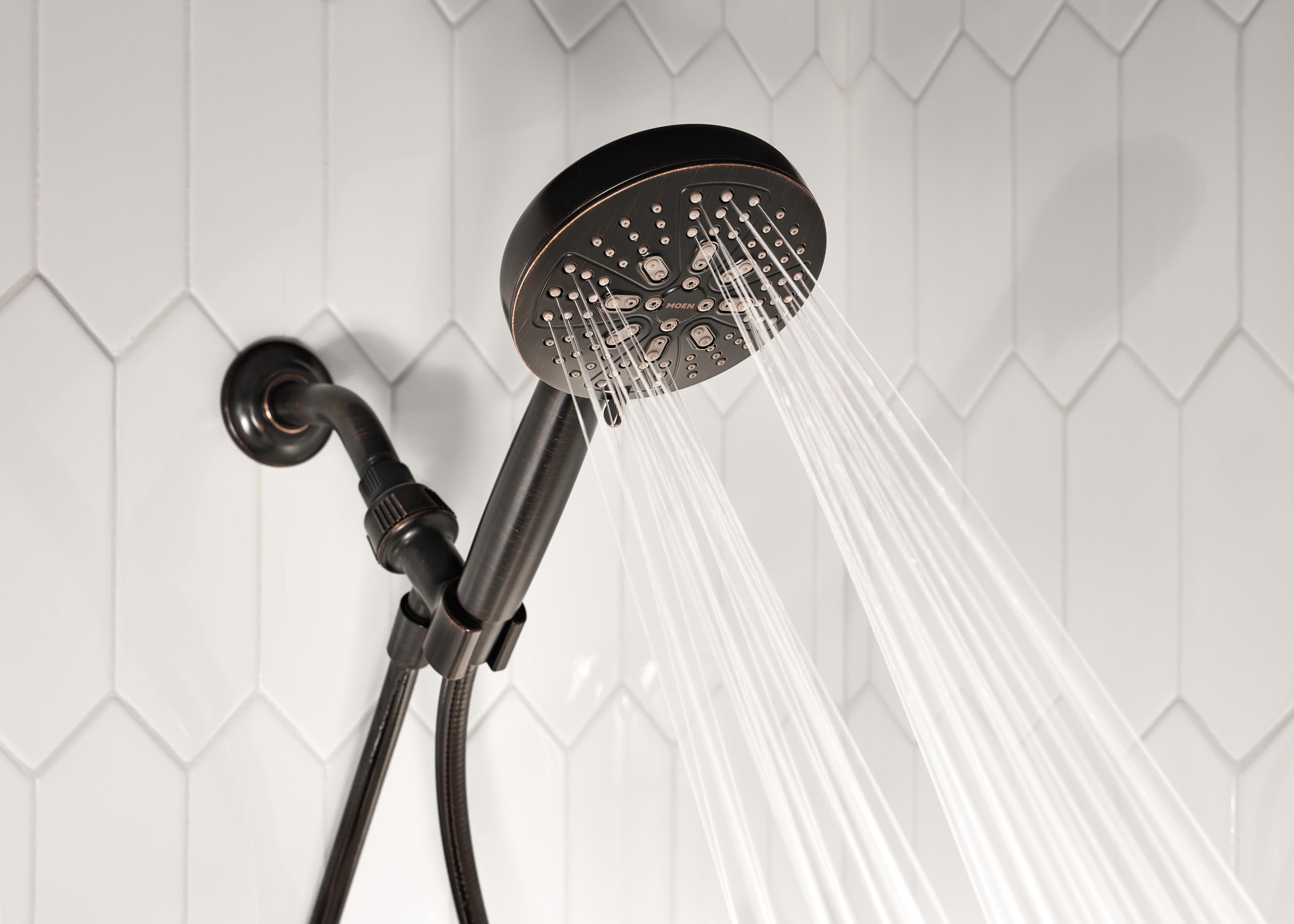 Moen Hydro Energetix Mediterranean Bronze finish adds rich style.
