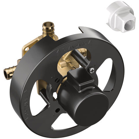 Moen M-Pact Positemp control detail highlighting temperature balance feature
