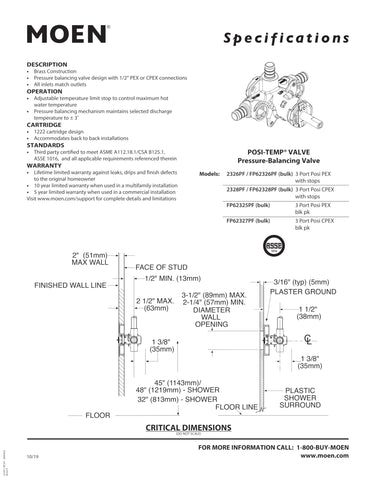 Moen M-Pact valve ports with crimp ring PEX connection for easy installation