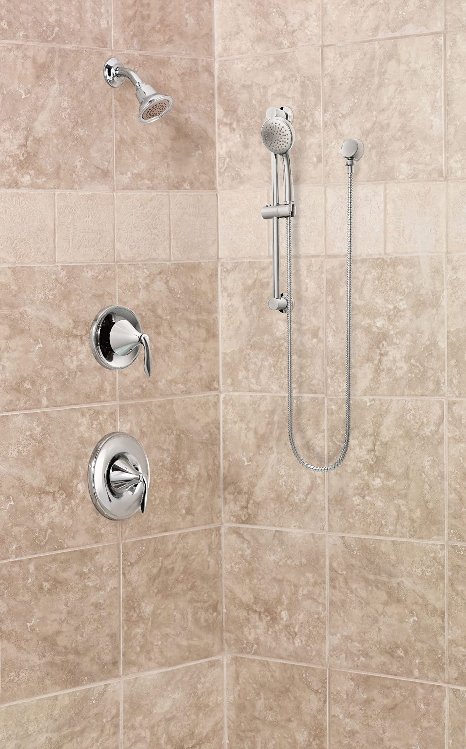 Oil-rubbed bronze Drop Ell adds warmth and coordination with traditional fixtures.