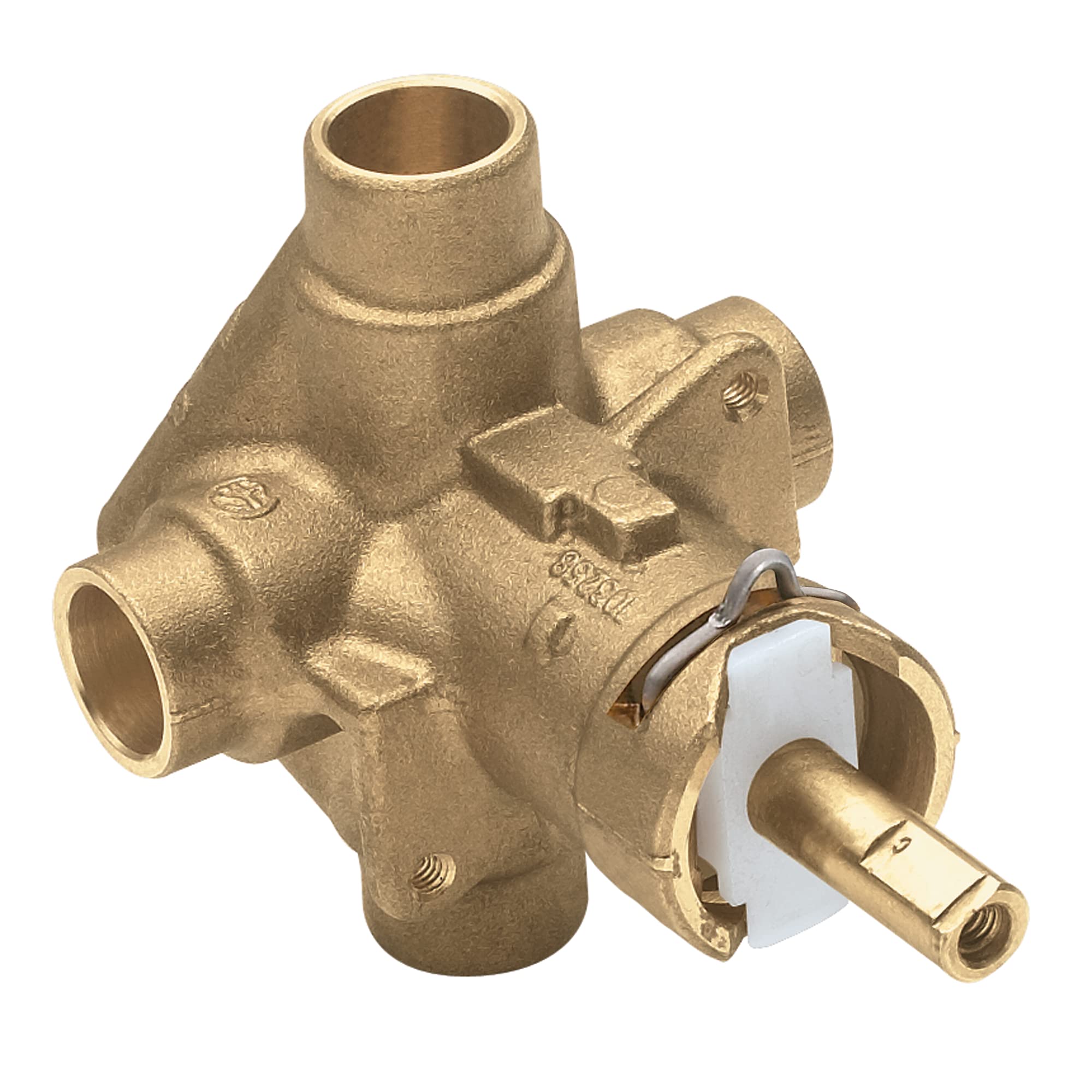 Moen PosiTemp rough-in valve assembly enables steady temperature control.
