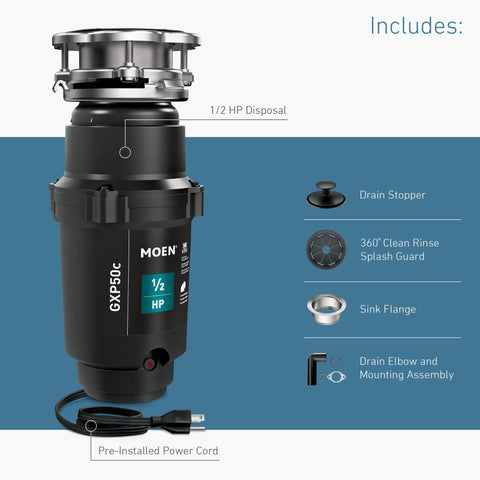 Moen Prep Series PRO half-horsepower unit fits tight under-sink spaces