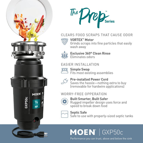 Moen Prep Series PRO preinstalled power cord simplifies installation